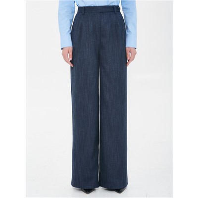 Брюки прямые тёмно-синие с карманами