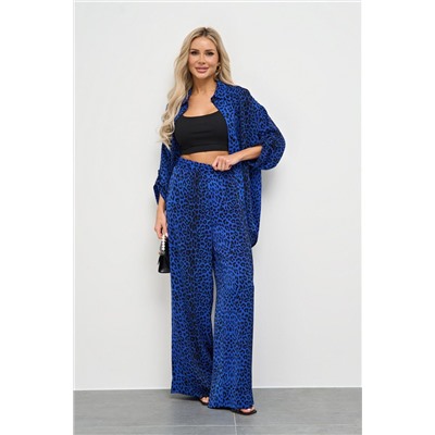 Брюки широкие синие с карманами