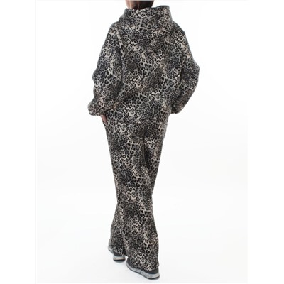 870-8 MILK/LEOPARD Костюм спортивный зимний женский (95% хлопок, 5% полиэстер)