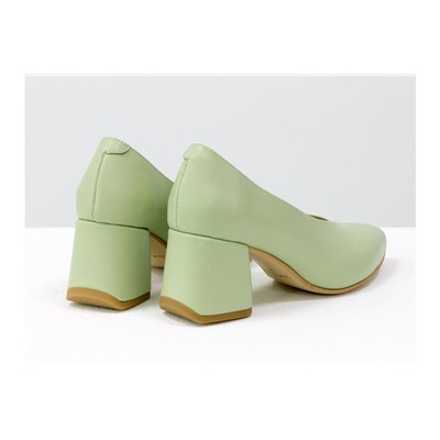 Дизайнерские туфли перчатки (glove shoes) на невысоком обтяжном каблуке, выполнены из натуральной итальянской кожи эксклюзивного цвета "зеленый чай", Новая Коллекция от Gino Figini, Т-2050-08