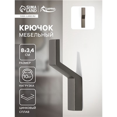 Крючок мебельный CAPPIO TRANQUILITY, однорожковый, графит