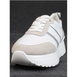 05-PDE40-2 WHITE/BEIGE Кроссовки женские (натуральная кожа, натуральная замша)