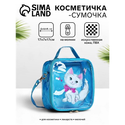 Сумка-косметичка для девочки на молнии, цвет голубой