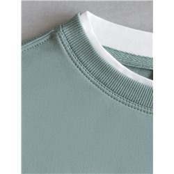 Свободный свитшот с принтом и разрезами из эластичного футера двухнитки без начеса