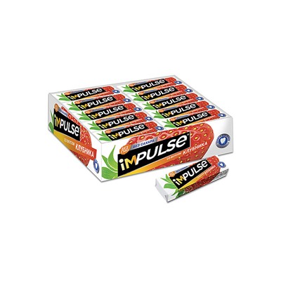 «Impulse», жевательная резинка со вкусом «Клубника», без сахара, 14 г (упаковка 30 шт)