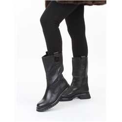 02-B87B-175A BLACK Сапоги демисезонные женские (натуральная кожа, байка)