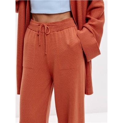 Брюки палаццо с карманами, Терракот