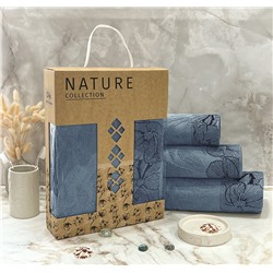 Набор полотенец махровых 3 шт Фиалка 08-191 темно-голубой