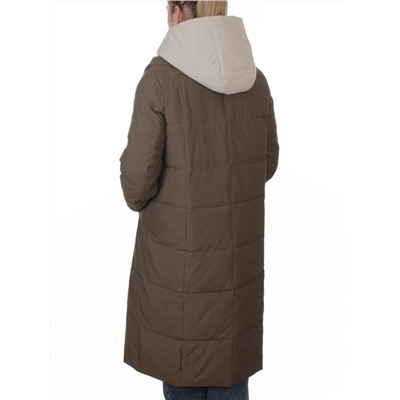 A610 DK. GREEN (KHAKI) Пальто зимнее женское со съемным жилетом (200 гр. био-пух)