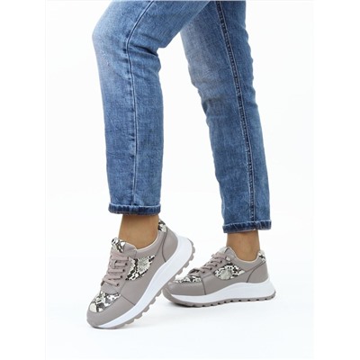 03-A847-11 GRAY/BROWN Кроссовки женские (натуральная кожа)