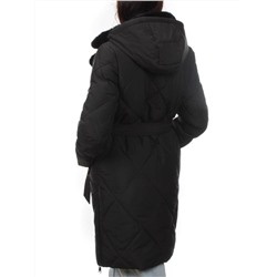 309 BLACK/BLACK Пальто зимнее стеганое женское (200 гр. холлофайбер, натуральная норка)