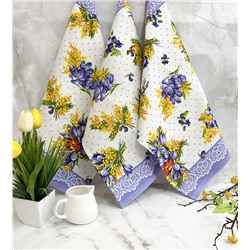 Набор полотенец  вафельных - 50х60 см( 3 шт) ПВ-5615 вид 1 Мимоза