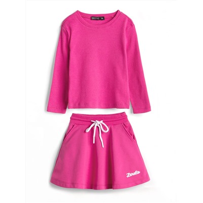 Фуфайка (футболка) с длинным рукавом+Юбка, Fuchsia Fedora 18-2330