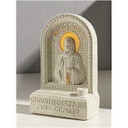 Икона настольная с подставкой под свечу «Матрона Московская», гипс, роспись, 18×12×5.5 см