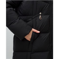 Пальто зимнее утепленное с капюшоном женское черного цвета 7729Ch