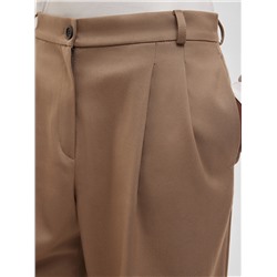 Брюки широкие с защипами, светлый хаки