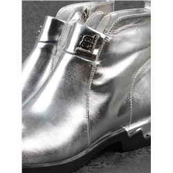 01-B48B-87C GREY/SILVER Ботинки демисезонные женские (натуральная кожа, байка)