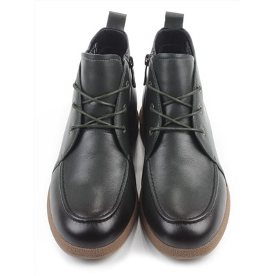 01-S77-97 DK. GREEN Ботинки демисезонные женские (натуральная кожа, байка)