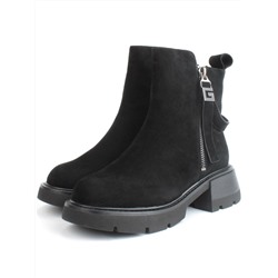 04-M3-L865 BLACK Ботинки зимние женские (натуральная замша, натуральный мех)