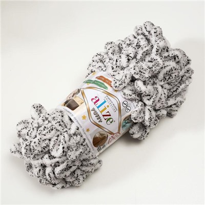 Плюшевая пряжа для вязания руками ALIZE, Puffy, 100% микрополиэстер, 9 м/100 г, (686 белый леопард)