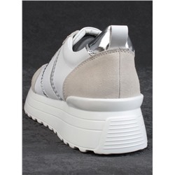 05-PDE40-2 WHITE/BEIGE Кроссовки женские (натуральная кожа, натуральная замша)