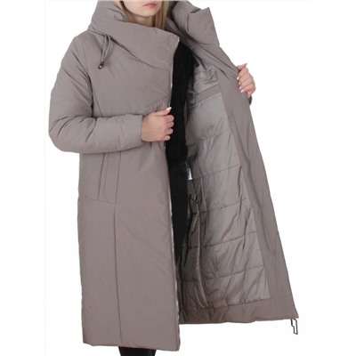 M-9102 GRAY/BEIGE Пальто зимнее женское (верблюжья шерсть, 120 гр. холлофайбер)