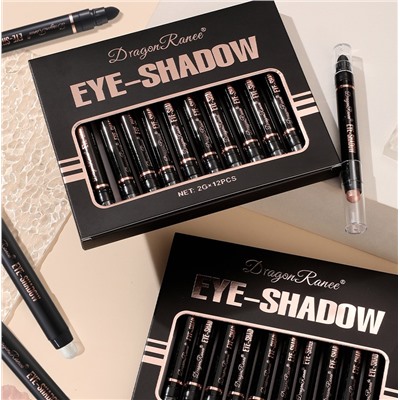 Набор теней-карандашей для век 12 шт. с аппликаторами Dragon Ranee