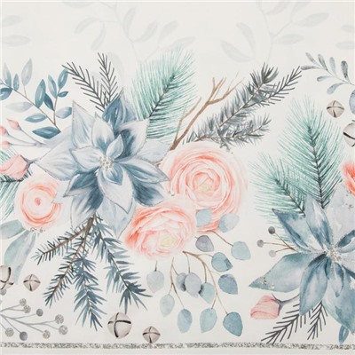 Скатерть новогодняя «Этель» Christmas flowers 149×250 см c ГМВО, 100% хлопок, 190 г/м²