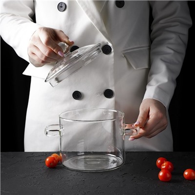 Кастрюля Magistro «Лия», 1.450 л, 16.5×16 см, жаропрочное стекло, прозрачная