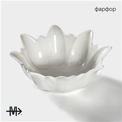 Салатник Magistro «Цветочек Бланш», 200 мл, d=13.5 см, фарфор, белый