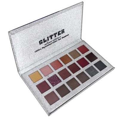 Набор теней для век Huda  Glitter Silver Edition 18 цветов