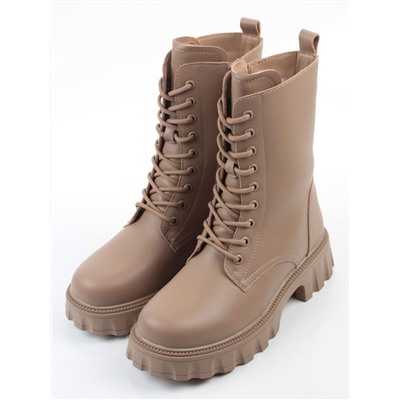 04-PAX33-2Z DK. BEIGE Ботинки зимние женские (натуральная кожа, 100% шерсть)