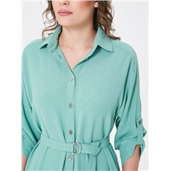 Платье А-образного силуэта пастельного зелёного цвета с поясом