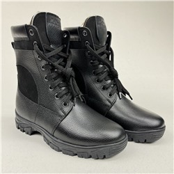Ботинки мужские кожаные черные  на литой подошве