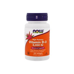 Витамин D Now High Potency Vitamin D-3 5,000 IU 120 Softgels