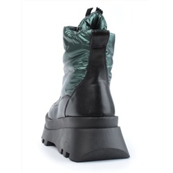 02-FAS16-3Z GREEN/BLACK Дутики женские (искусственная кожа, плащевая ткань, шерсть)