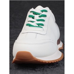 05-PDJ66-2 BEIGE/GREEN Кроссовки женские (натуральная кожа)