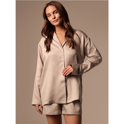 Пижама женская (рубашка, шорты) SL HOME Tensel Home, серая