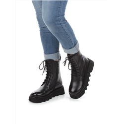01-C1112-1 BLACK Ботинки демисезонные женские (натуральная кожа, байка)