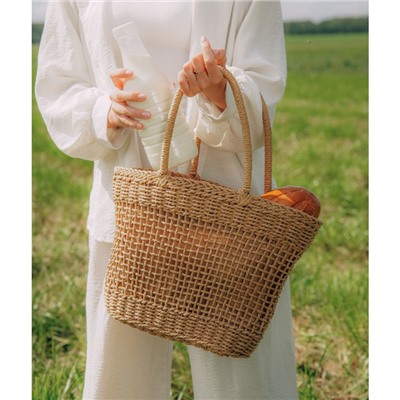 Сумка женская SL Home, ручное плетение, хлопок, длина ручек 18.5 см, 40×27 см