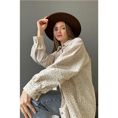 Рубашка женская  HUG077/02/Молочный, коричневый