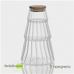 Банки стеклянные для хранения сыпучих продуктов BellaTenero «Эко», 3 предмета, 14×22,5 см, с бамбуковой крышкой
