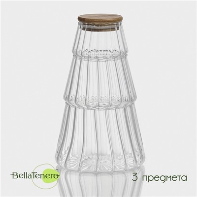 Банки стеклянные для хранения сыпучих продуктов BellaTenero «Эко», 3 предмета, 14×22,5 см, с бамбуковой крышкой
