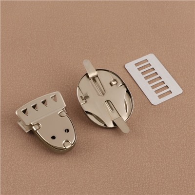 Застёжка для сумки, матовая, 3.5×4.7 см, цвет серебряный