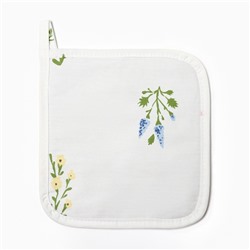 Прихватка «Этель. Цветочек», 19×19 см, саржа 190 г/м², 100% хлопок, белая