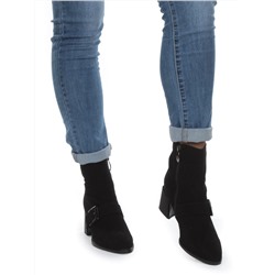 01-PCM347-2 BLACK Ботинки демисезонные женские (натуральная замша, байка)