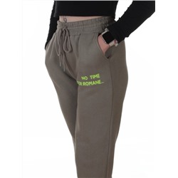 2621 GREEN Штаны спортивные утепленные женские (85% хлопок, 10% полиэстер, 5% спандекс)