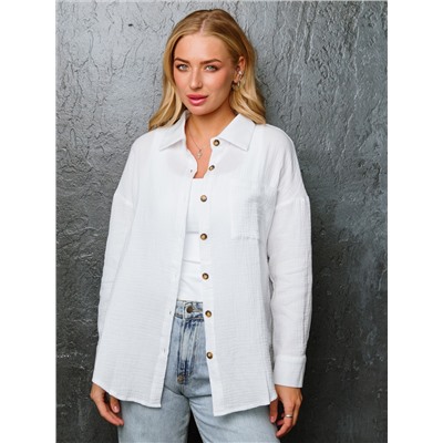 Муслиновая рубашка с карманом белая