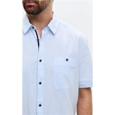 Рубашка к/р лен F611-0485 l.blue