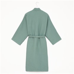 Халат вафельный женский удлинённый «Этель» Boho, размер 46-48, хлопок, 290 г/м², мятный